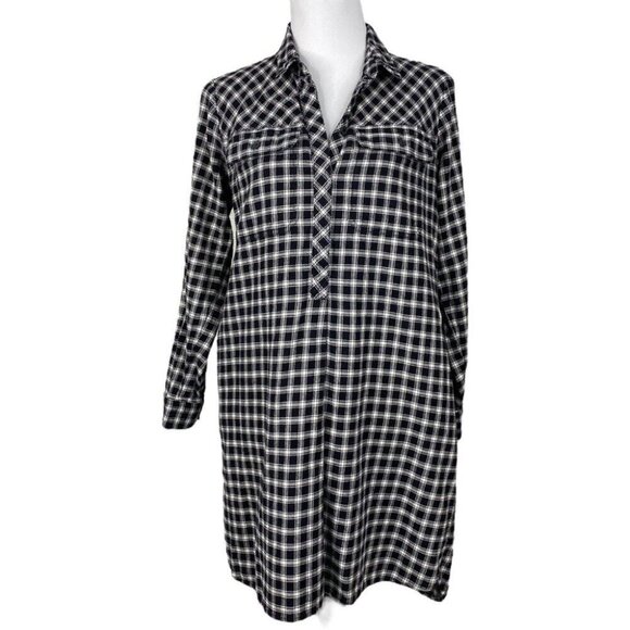 Madewell Women’s Black Darkwalk Shirtdress in Hilldale Plaid Casual Small/C40.5 - Picture 1 of 6